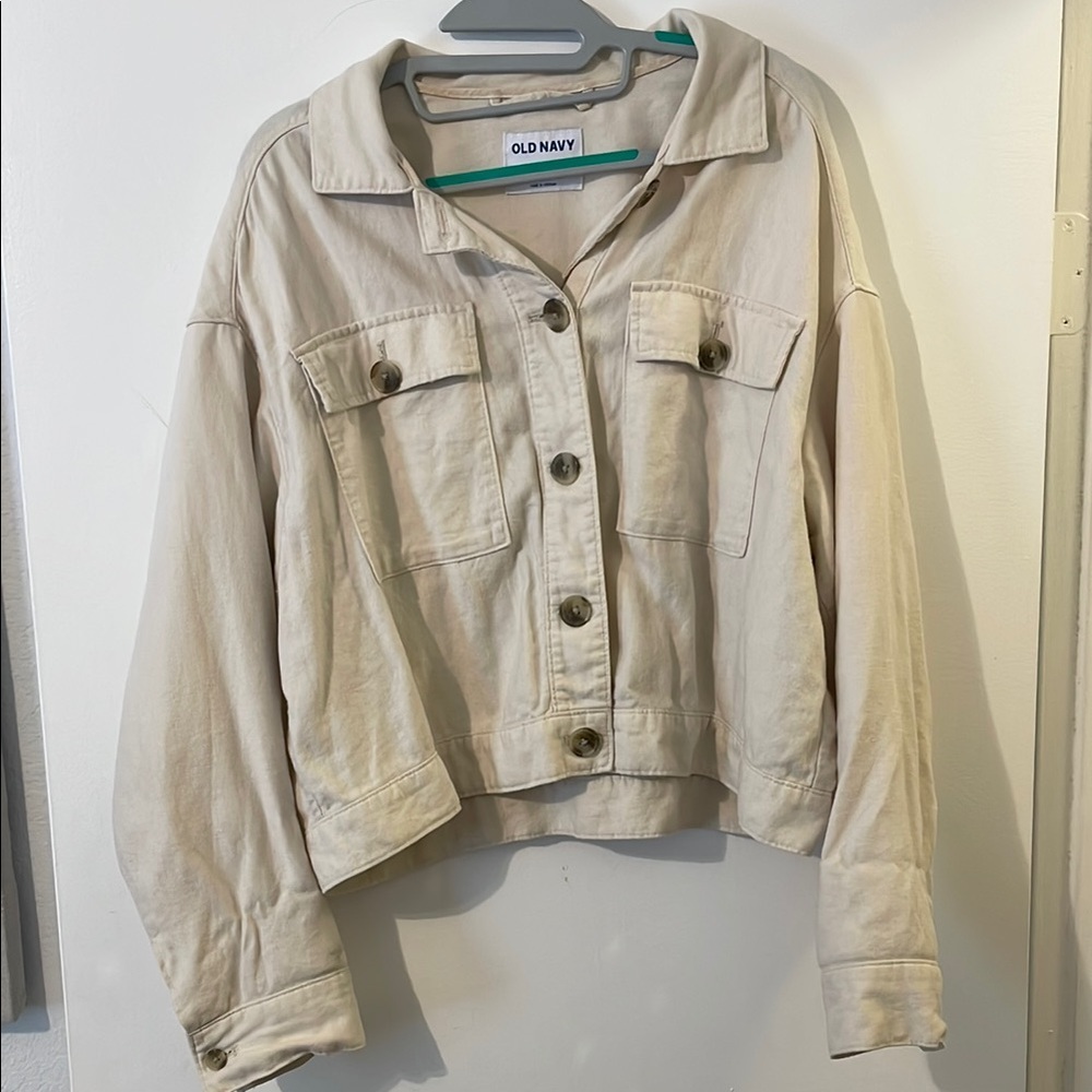 Old Navy Cream Jean Jacket Classic Denim Style